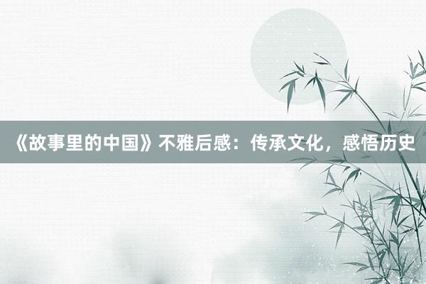 《故事里的中国》不雅后感:传承文化,感悟历史