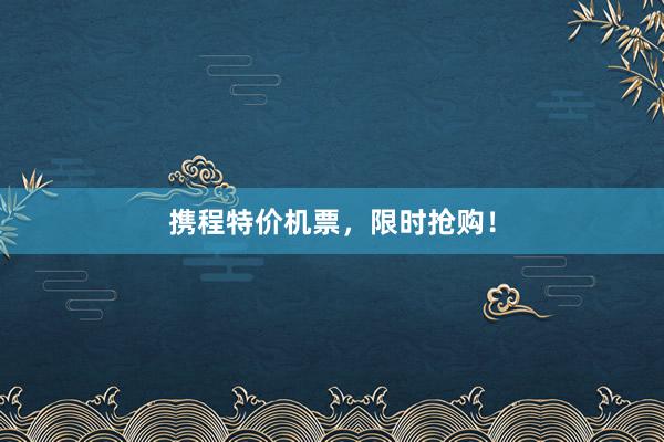 携程特价机票，限时抢购！