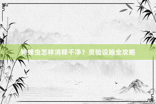 狗蜱虫怎样消释干净？灵验设施全攻略