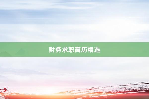 财务求职简历精选